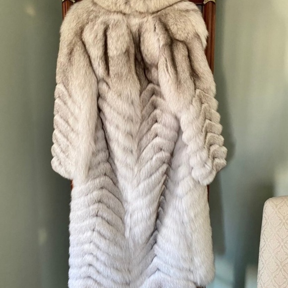 100% Real Chevron Vintage Fox Fur Coat - Full Length - Picture 7 of 11